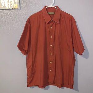 Natural Life Orange Short Sleeve Button Down Pocket Shirt